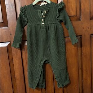 Burt’s Bees Green Waffle Knit Baby Romper